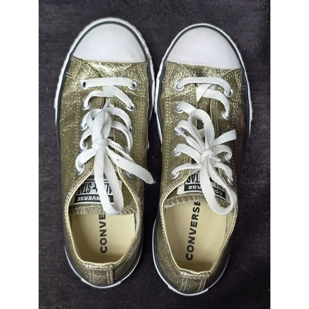 Converse Chuck Taylor Glittery Gold All Star Low Top Sneaker Lace Up Tennis Shoe